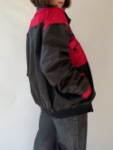 Czarno-czerwona ciepła kurtka