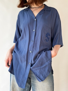 Granatowa koszula z wiskozy