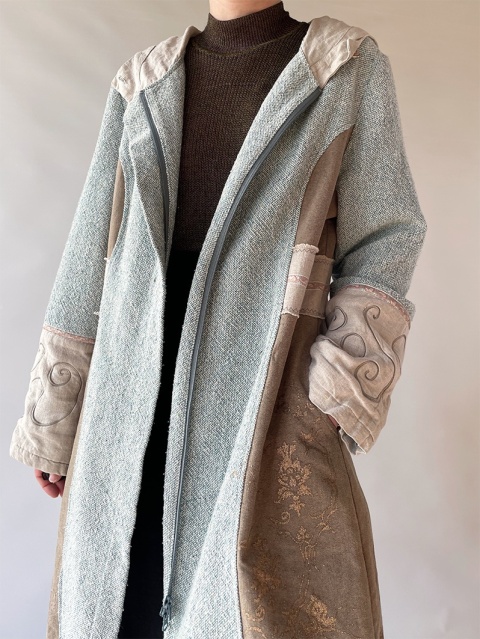 Płaszcz wełna + bawełna + len Płaszcz wełna + bawełna + len