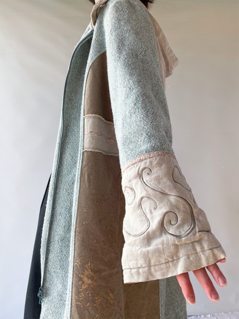 Płaszcz wełna + bawełna + len Płaszcz wełna + bawełna + len