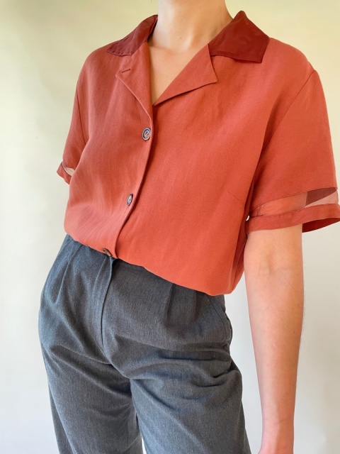 Ceglasta koszula wiskoza + len