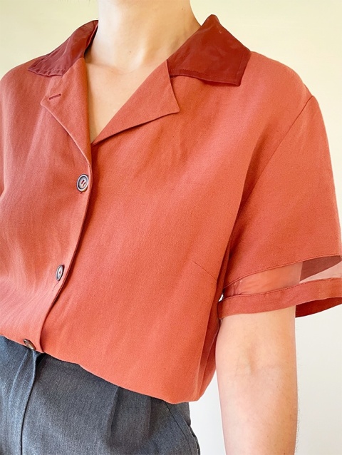 Ceglasta koszula wiskoza + len