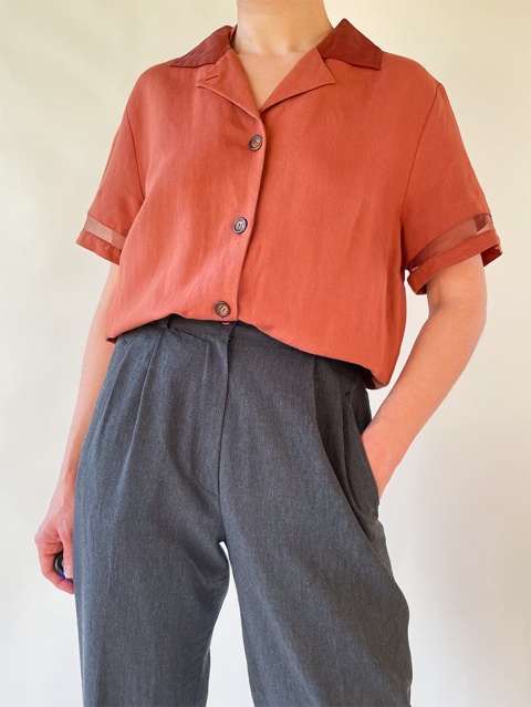 Ceglasta koszula wiskoza + len