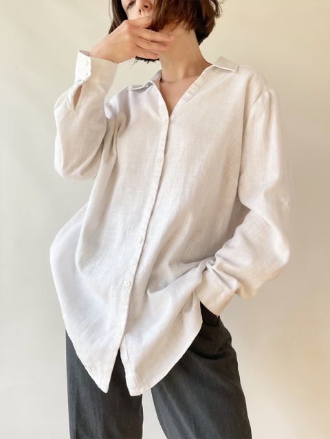 Biała, płócienna koszula