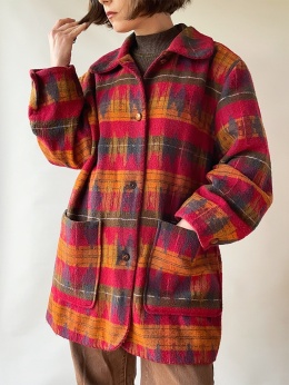 Wełniana kurtka w kratę