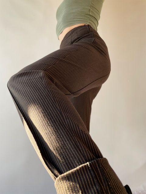 Brązowe spodnie w paseczki