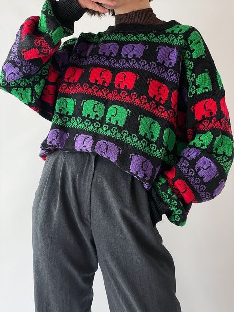 Sweter handmade w słonie