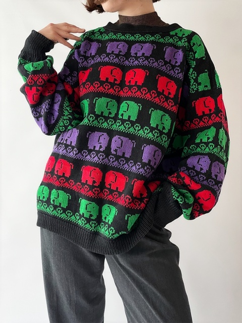 Sweter handmade w słonie