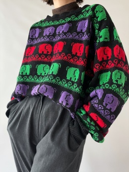 Sweter handmade w słonie