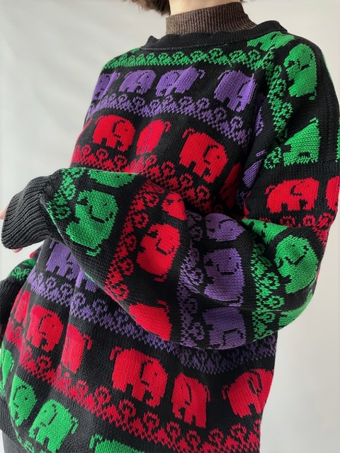 Sweter handmade w słonie