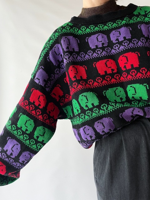 Sweter handmade w słonie