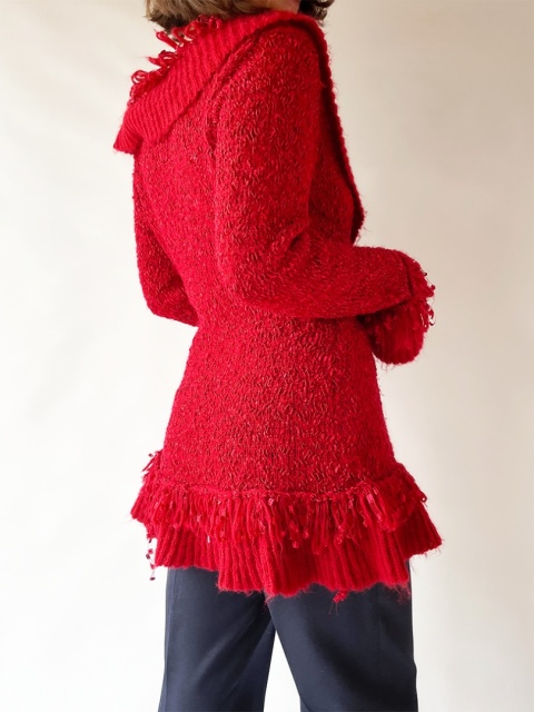 Czerwony kardigan z jedwabiem i wełną