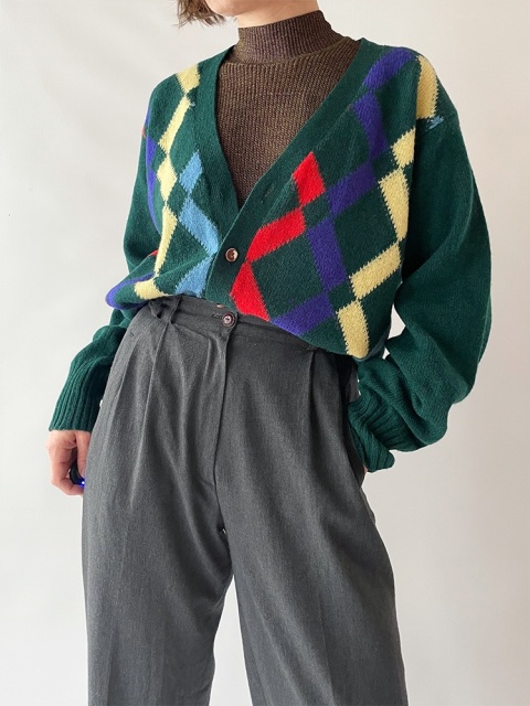 Wełniany kardigan w romby