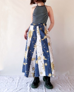 Spodnie handmade w słońca i gwiazdy