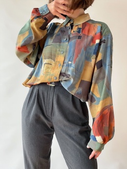Kolorowa koszula z wiskozy
