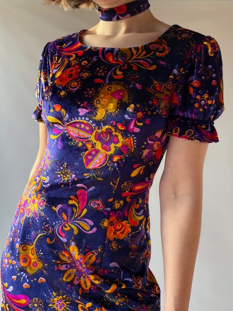 Welurowa sukienka handmade