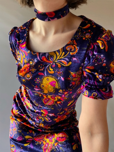 Welurowa sukienka handmade