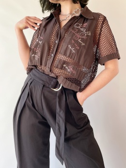 Patchworkowa koszula z siatki