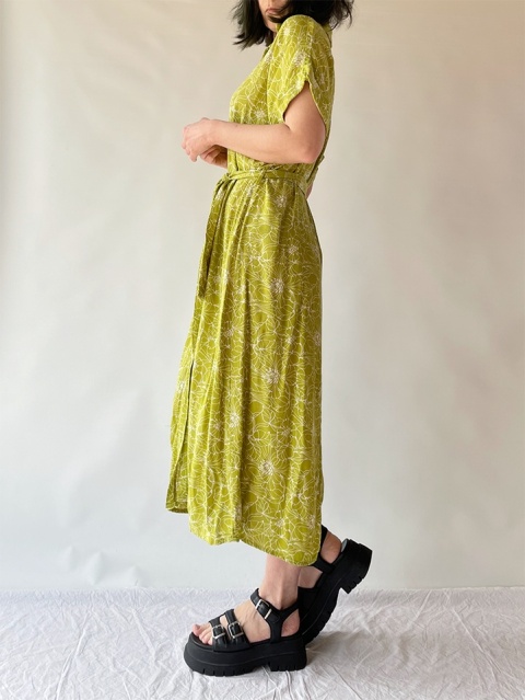 Limonkowa sukienka z wiskozy