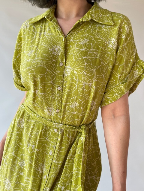 Limonkowa sukienka z wiskozy