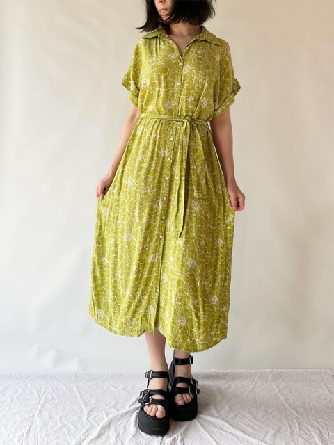 Limonkowa sukienka z wiskozy