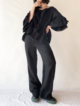 Szerokie, lniane spodnie