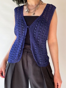 Szydełkowa kamizelka handmade z koralikami