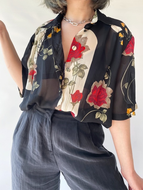 Szyfonowa koszula w róże