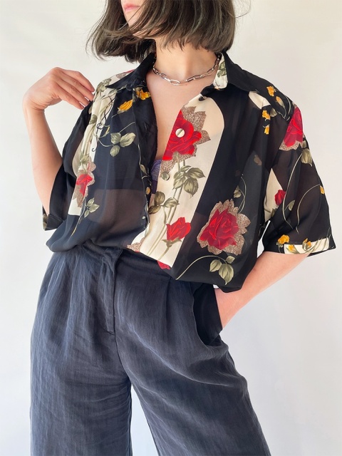 Szyfonowa koszula w róże