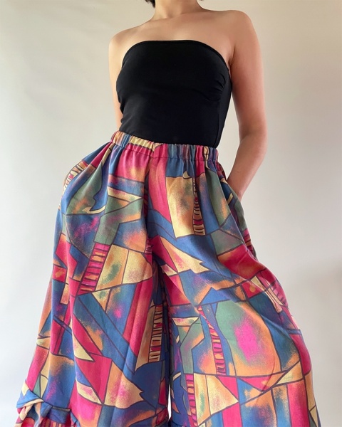 Geometryczne spodnie handmade