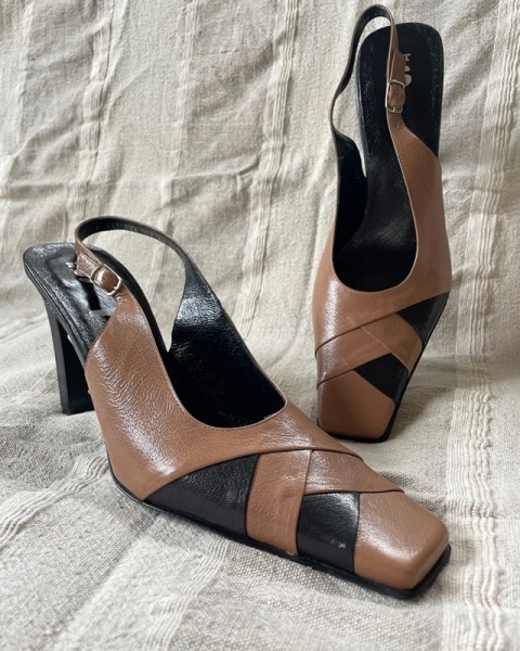 Kawowe czółenka na obcasie, deadstock