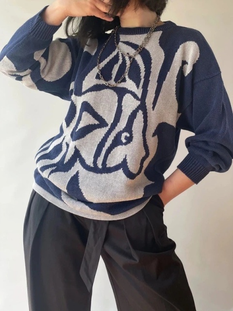 Sweter vintage z rybą