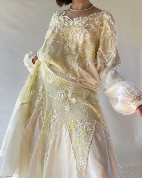Kremowy komplet jedwab + rayon