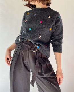 Sweter z kryształkami, wełna + angora
