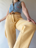 Żółte jeansy z wysokim stanem